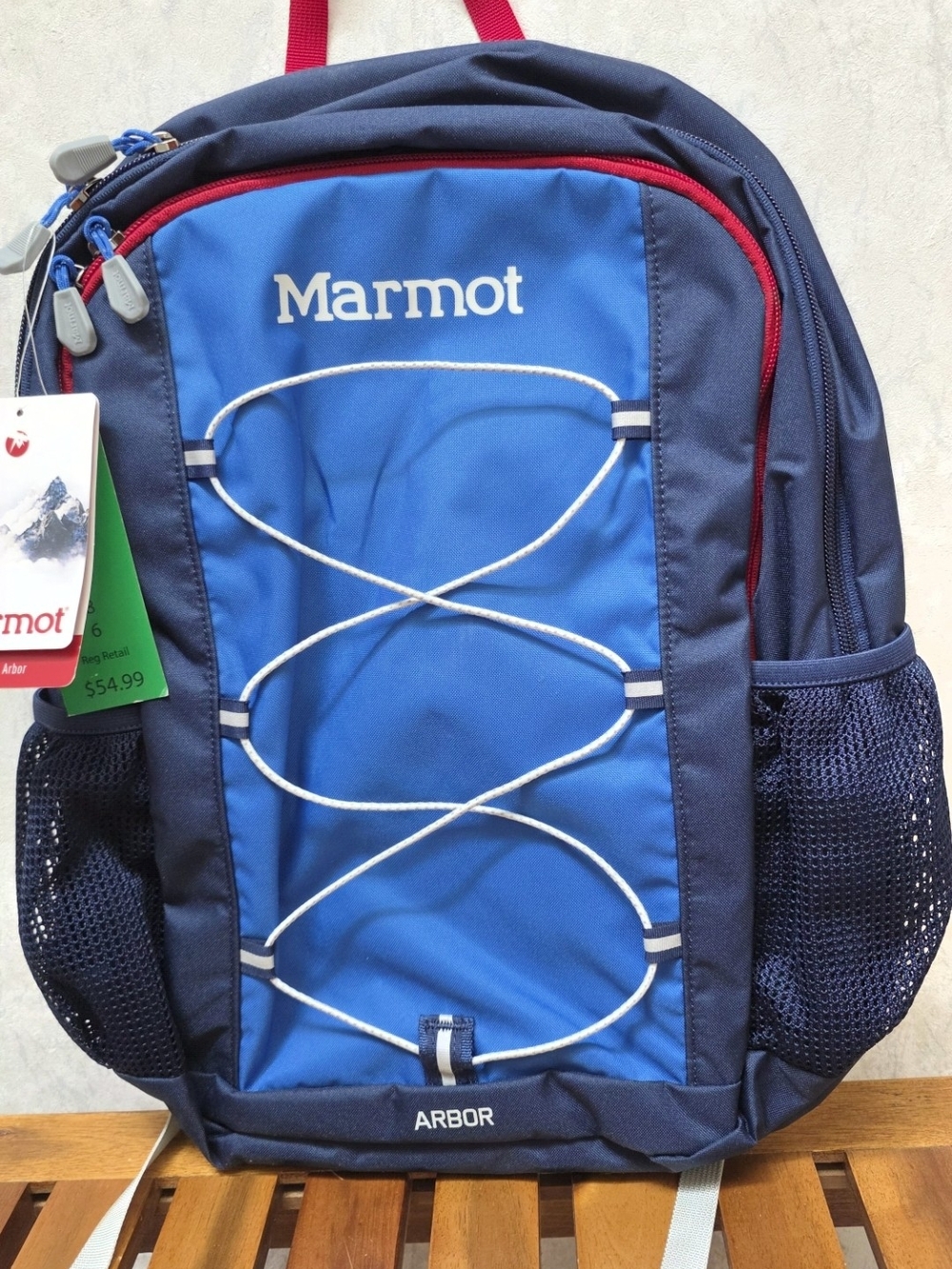 Marmot Navy and Bright Blue Men's Arbor Backpack with Red Accents